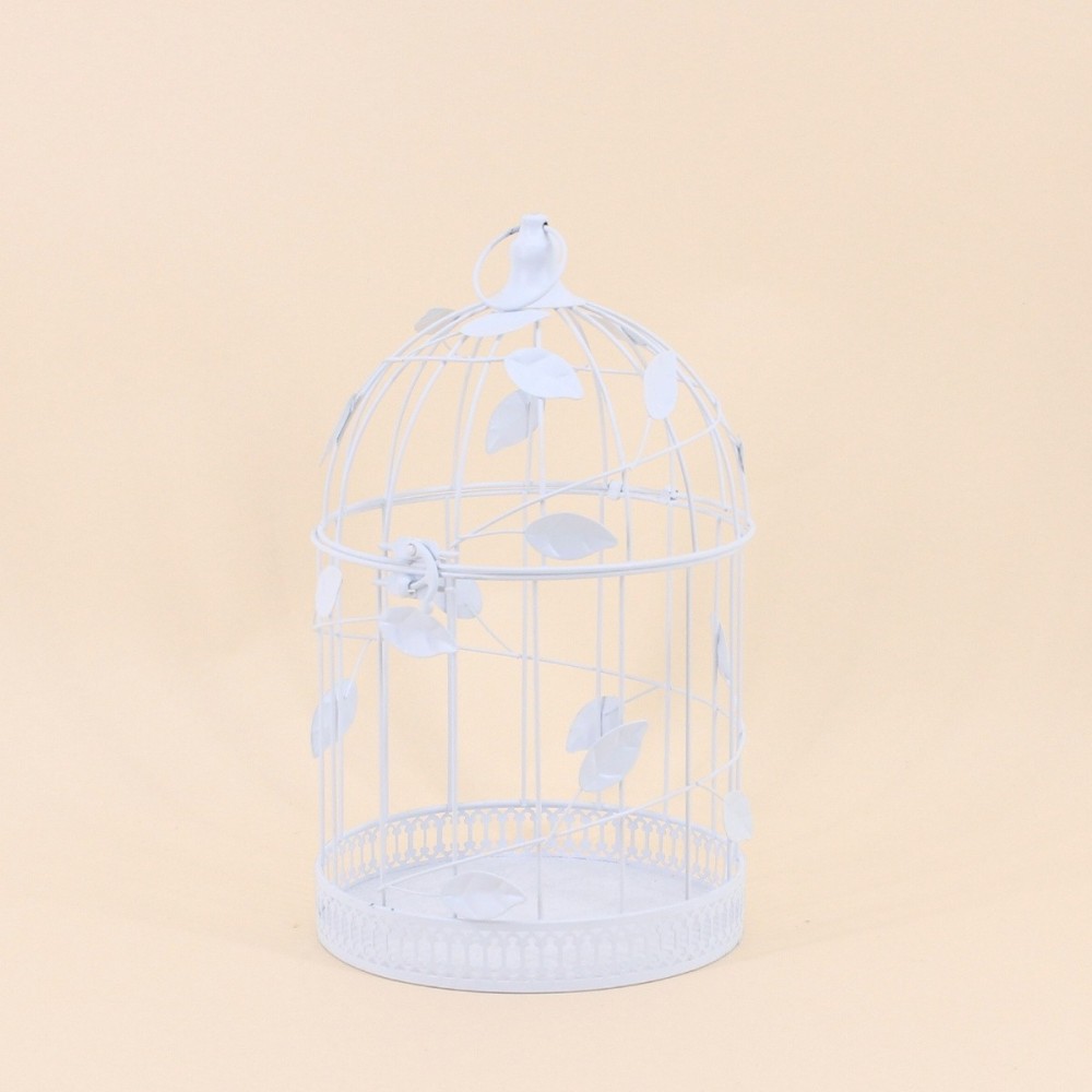 Cage oiseau déco métal blanc 32cm | Hashtag Déco