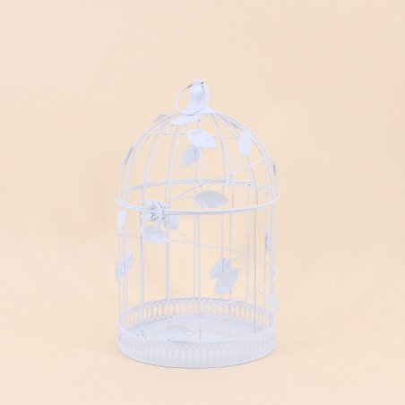 Cage oiseau déco métal blanc 32cm | Hashtag Déco