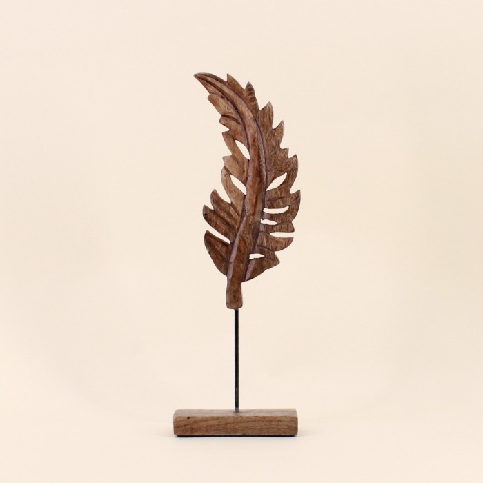 Objet déco feuille bois couleur naturelle 44cm | Hashtag Déco