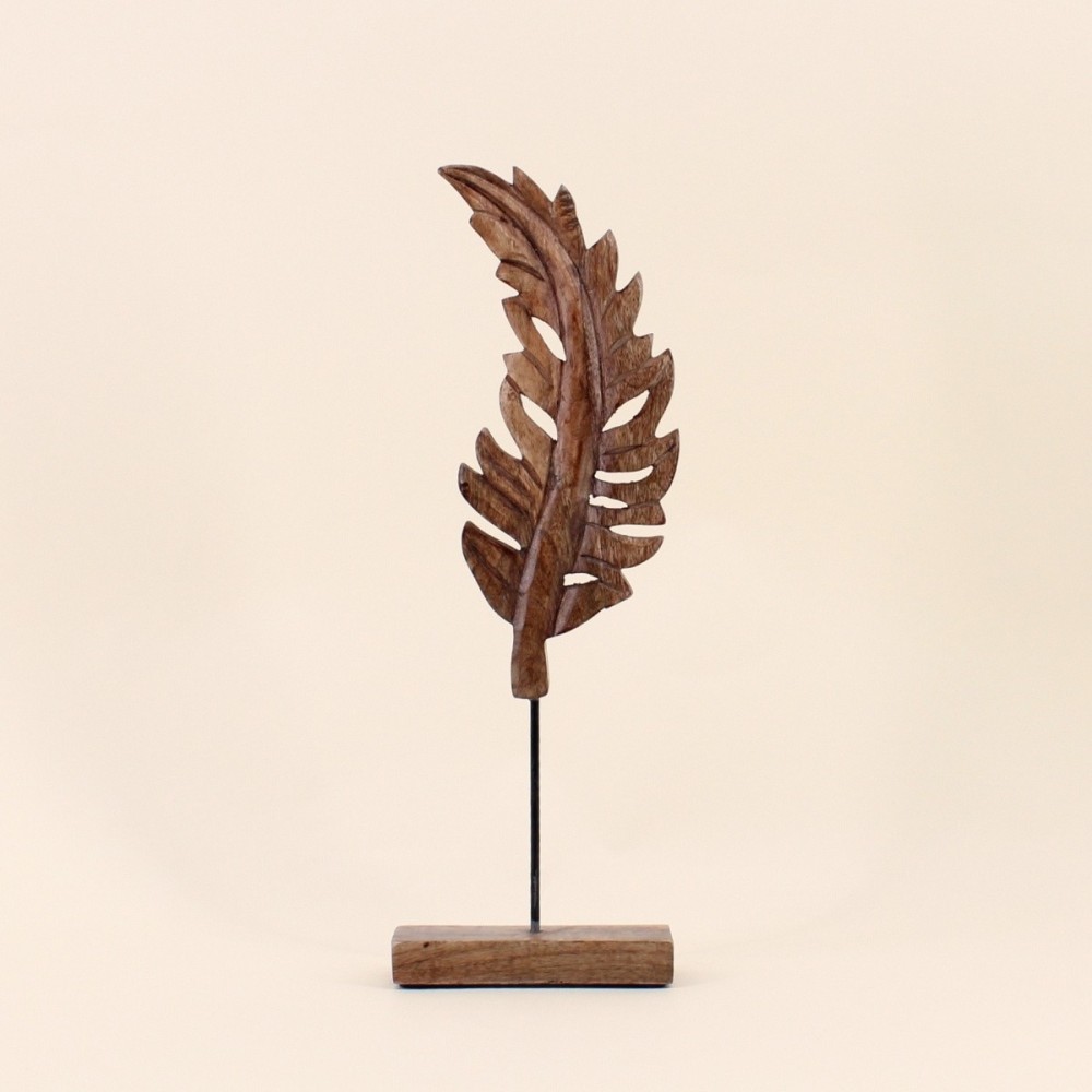 Objet déco feuille bois couleur naturelle 44cm | Hashtag Déco