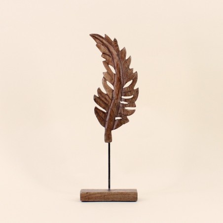 Objet déco feuille bois couleur naturelle 44cm | Hashtag Déco