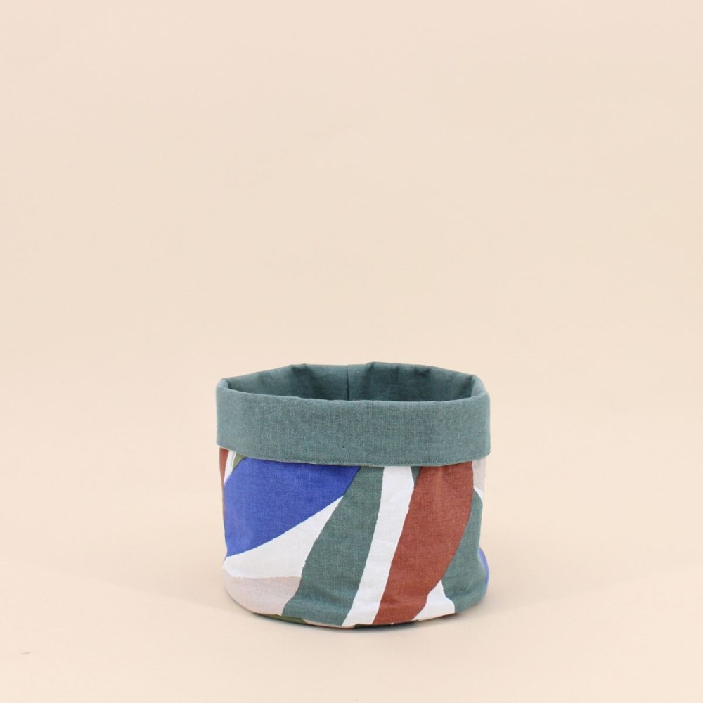 Panière en coton reversible 18x19cm beige | Hashtag Déco