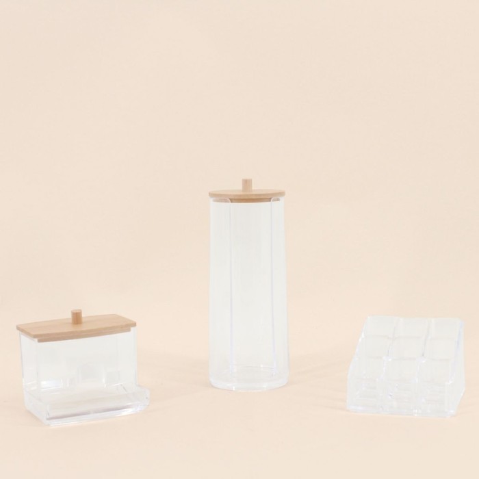 Set de 3 accessoires en bambou blanc pour salle de bain | Hashtag Déco
