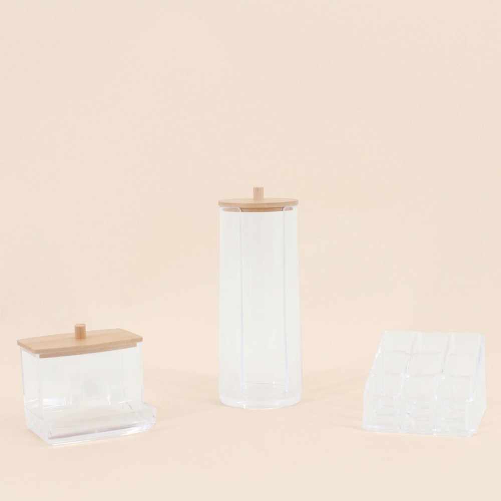 Set de 3 accessoires en bambou blanc pour salle de bain | Hashtag Déco