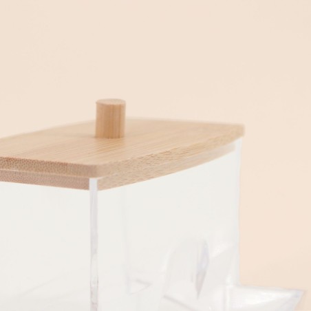 Distributeur coton tiges bambou blanc compact | Hashtag Déco