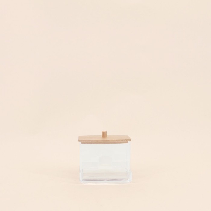 Distributeur coton tiges bambou blanc compact | Hashtag Déco