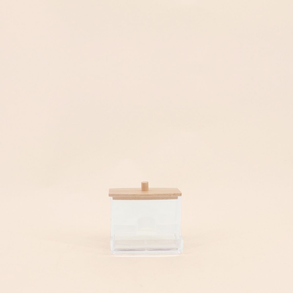 Distributeur coton tiges bambou blanc compact | Hashtag Déco