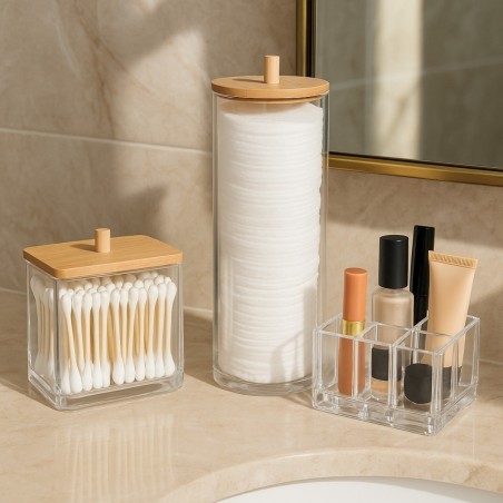 Set de 3 accessoires en bambou blanc pour salle de bain | Hashtag Déco