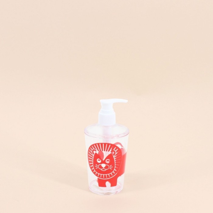 Distributeur de savon lion en céramique rouge | Hashtag Déco