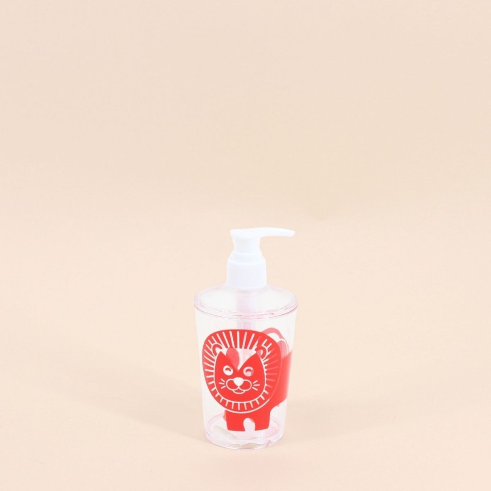 Distributeur de savon lion en céramique rouge | Hashtag Déco