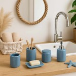 Set accessoires salle de bain résine bleue | Hashtag Déco