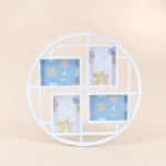 Cadre photo rond 4 vues blanc en bois 36cm | Hashtag Déco