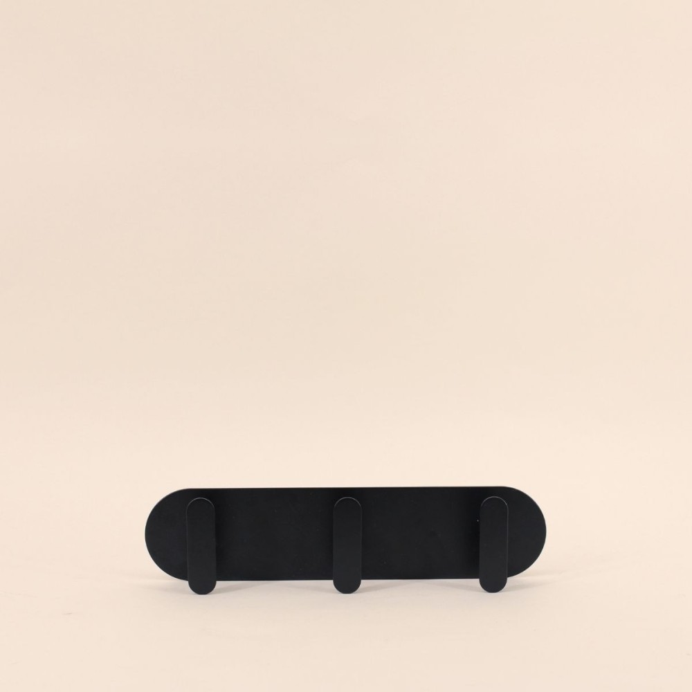 Patère 3 têtes métal noir 30cm | Hashtag Déco