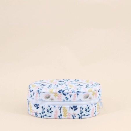 Boite à bijoux ovale en velours fleuris blanc | Hashtag Déco