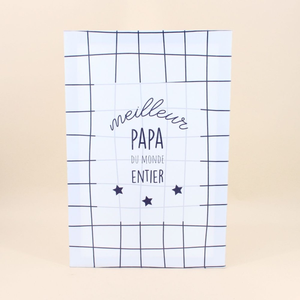 Toile décorative papa quadrillée gris clair | Hashtag Déco