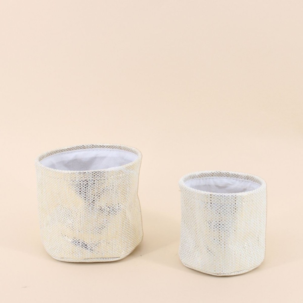 Lot de 2 paniers ronds dorés en tissu | Hashtag Déco