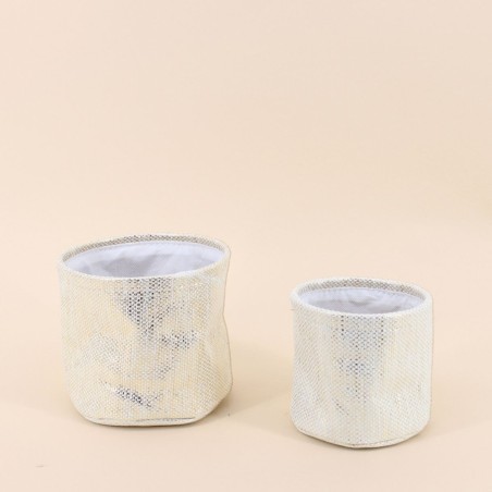 Lot de 2 paniers ronds dorés en tissu | Hashtag Déco