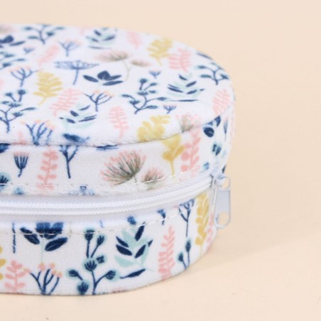 Boite à bijoux ovale en velours fleuris blanc | Hashtag Déco