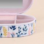 Boite à bijoux ovale en velours fleuris blanc | Hashtag Déco