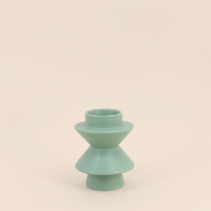 Bougeoir moderne en dolomite verte 13,8x10,8cm | Hashtag