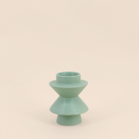Bougeoir moderne en dolomite verte 13,8x10,8cm | Hashtag