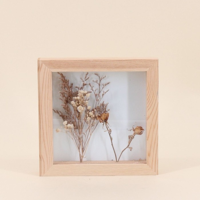 Cadre décoratif fleurs séchées en bois naturel | Hashtag Déco