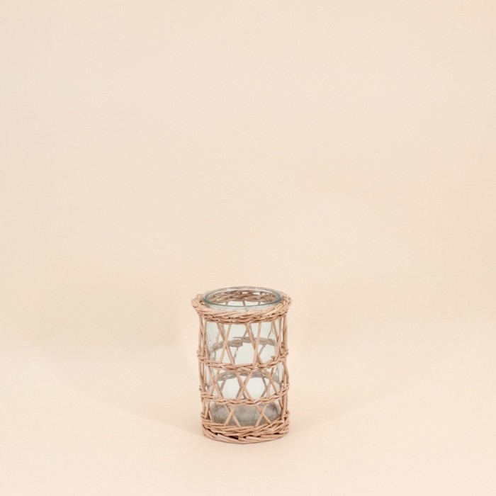 Photophore en rotin naturel 15cm | Hashtag Déco