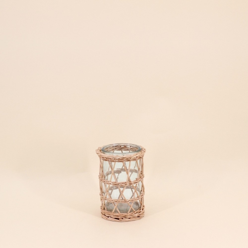 Photophore en rotin naturel 15cm | Hashtag Déco