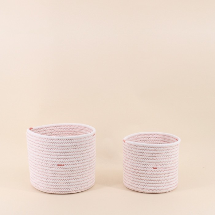 Lot de 2 paniers corde blanc et terracotta | Hashtag Déco