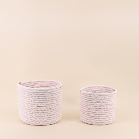 Lot de 2 paniers corde blanc et terracotta | Hashtag Déco