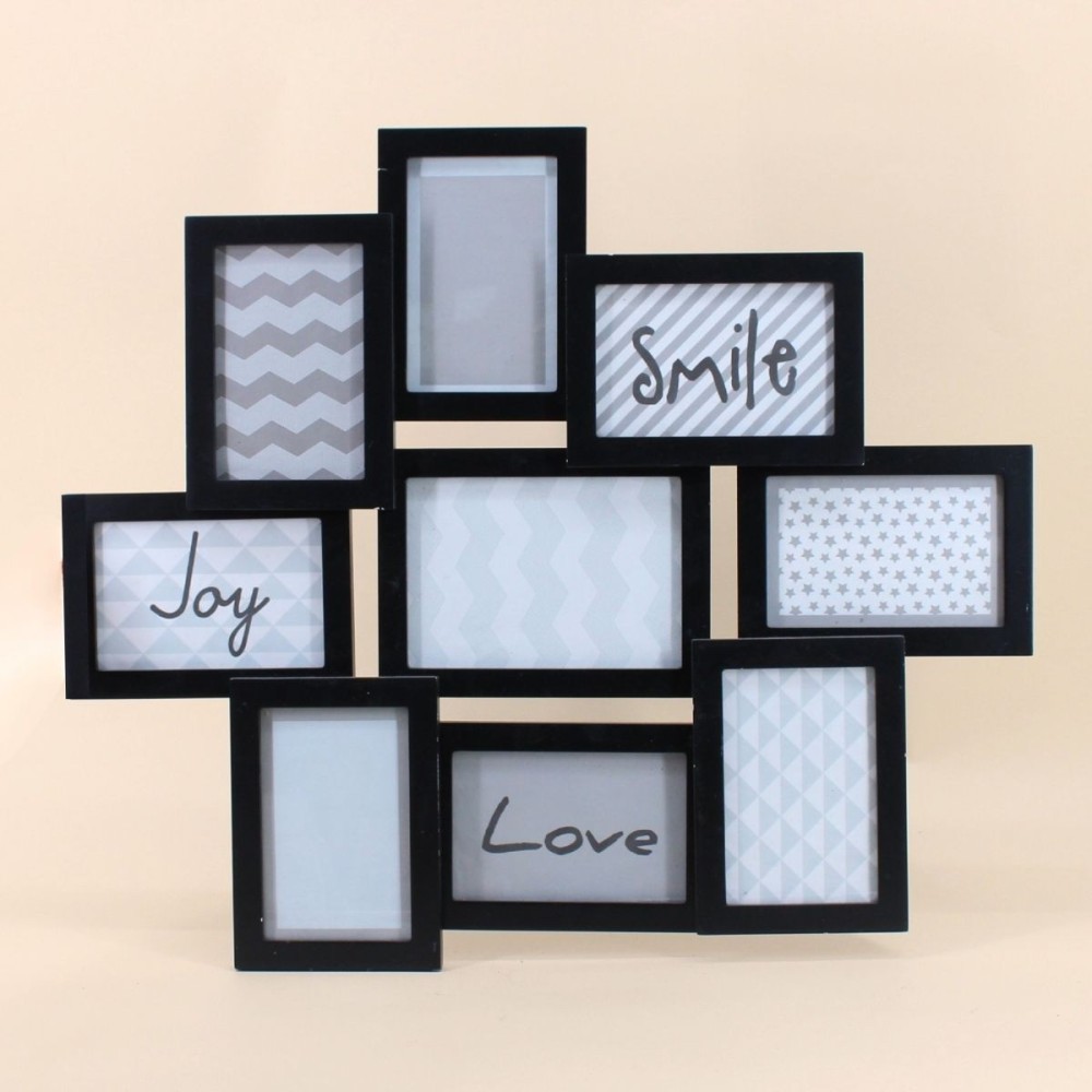 Cadre photos 9 vues bois noir 56,5x50cm | Hashtag Déco