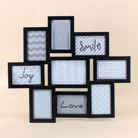 Cadre photos 9 vues bois noir 56,5x50cm | Hashtag Déco