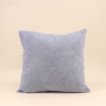 Coussin brodé feuillage en lin gris 40x40 cm | Hashtag Déco