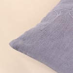 Coussin brodé feuillage en lin gris 40x40 cm | Hashtag Déco