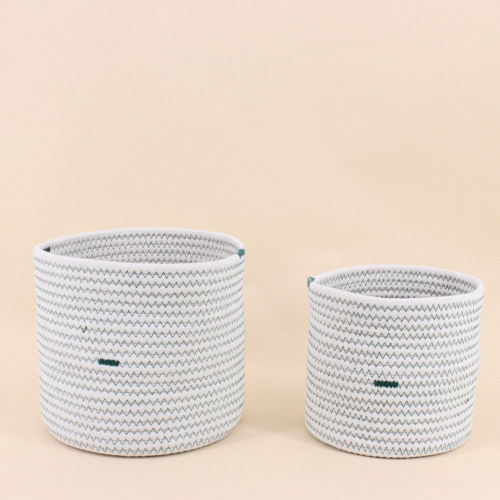 Lot de 2 paniers blancs en corde | Hashtag Déco