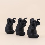 Set de 3 éléphants sages en résine noire | Hashtag Déco