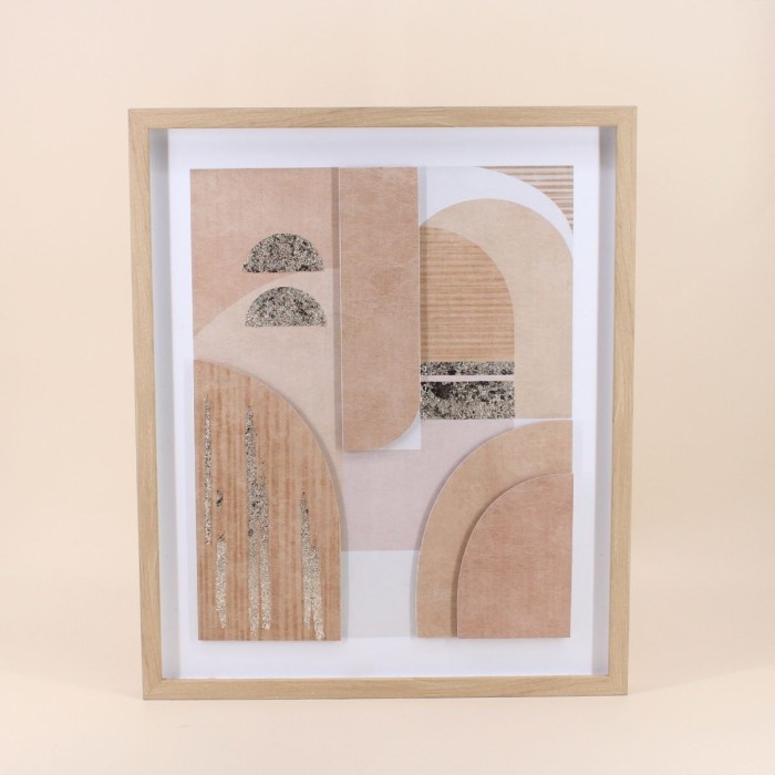 Cadre formes géométriques bois blanc 3D 60x50cm | Hashtag Déco