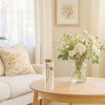 Objet déco bouteille en verre fleurs séchées beige | Hashtag Déco