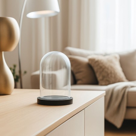 Cloche bougie verre et bois naturel | Hashtag Déco