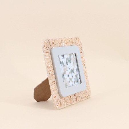 Cadre photo carré en raphia naturel beige | Hashtag Déco