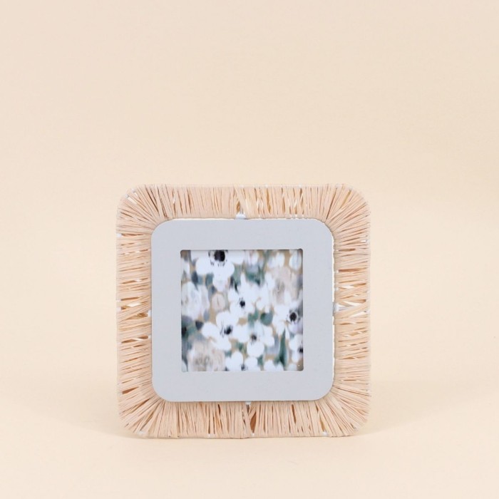 Cadre photo carré en raphia naturel beige | Hashtag Déco