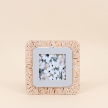 Cadre photo carré en raphia naturel beige | Hashtag Déco