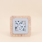 Cadre photo carré en raphia naturel beige | Hashtag Déco