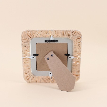 Cadre photo carré en raphia naturel beige | Hashtag Déco