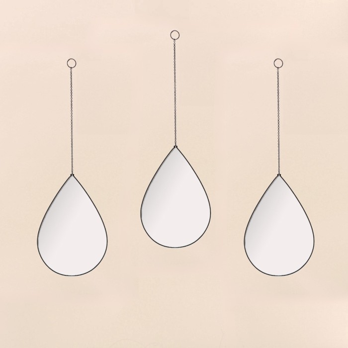 Lot de 3 miroirs goutte métal argenté | Hashtag Déco