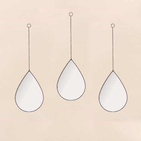 Lot de 3 miroirs goutte métal argenté | Hashtag Déco
