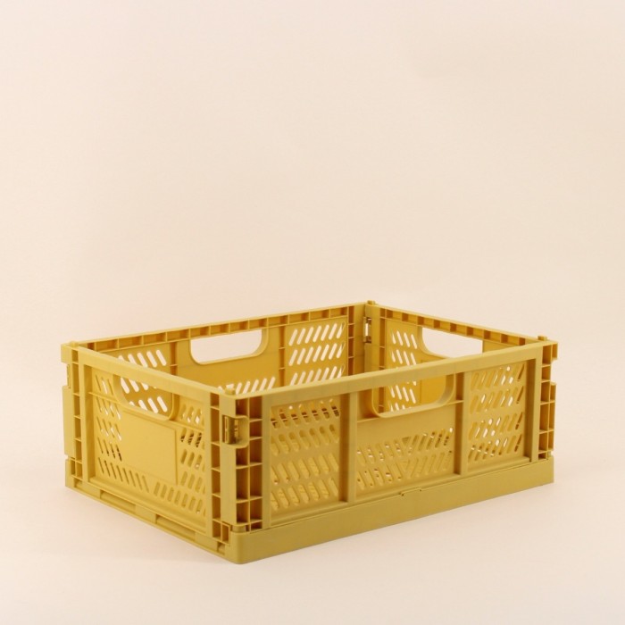 Caisse pliable plastique jaune 30x40cm | Hashtag Déco