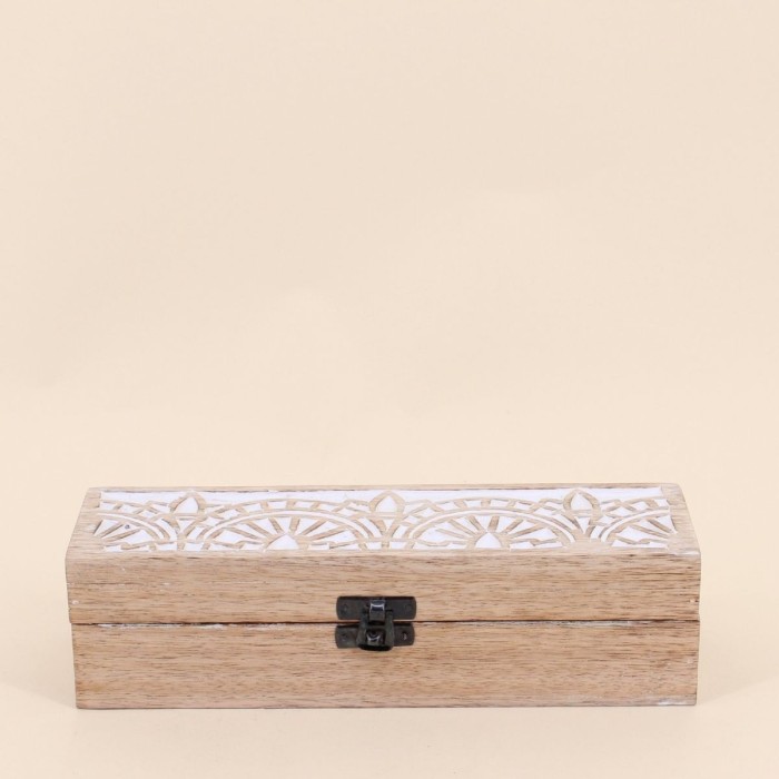 Boite à bijoux en bois naturel 25x8cm | Hashtag Déco