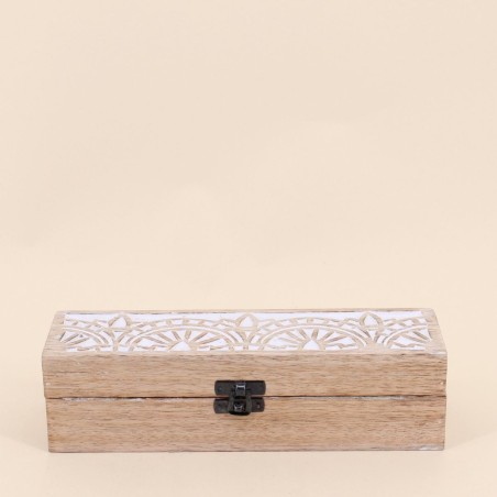 Boite à bijoux en bois naturel 25x8cm | Hashtag Déco