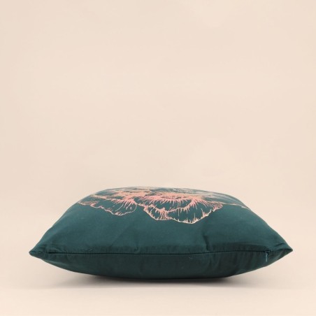 Coussin noir en coton motif fleur doré 45x45cm | Hashtag Déco